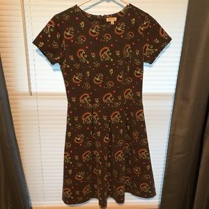 brown pleated & patterned Matilda Jane dress